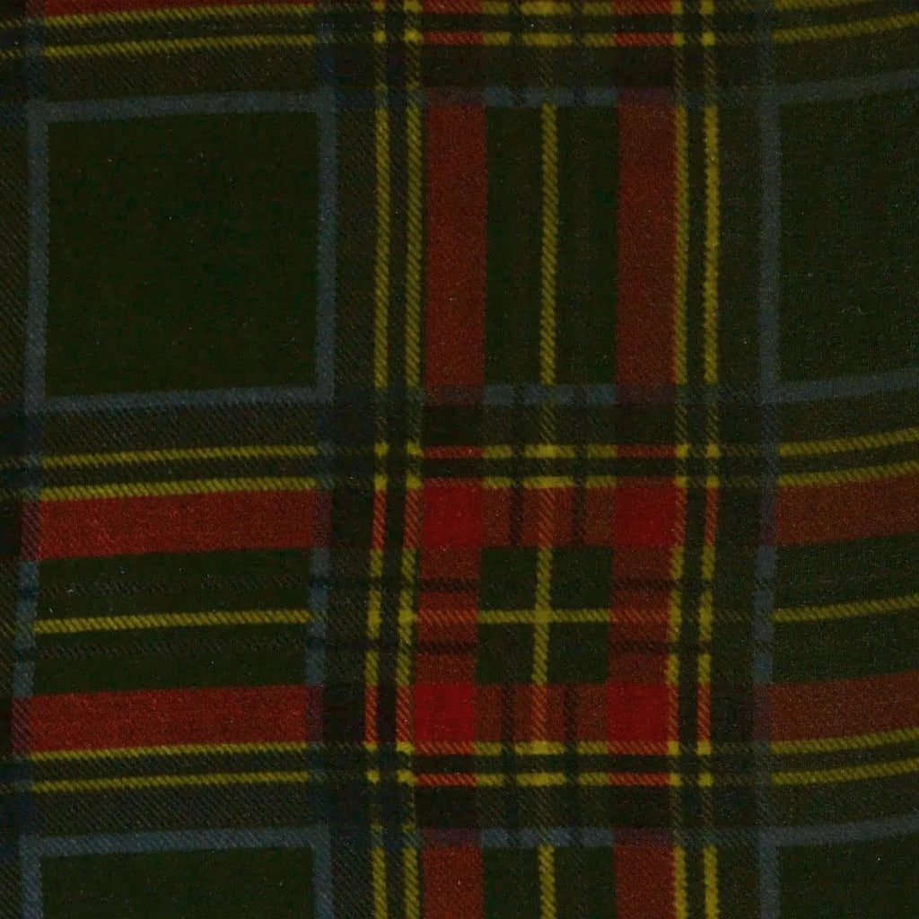 Green, Red, Yellow and Blue Tartan Silk Blend Velvet