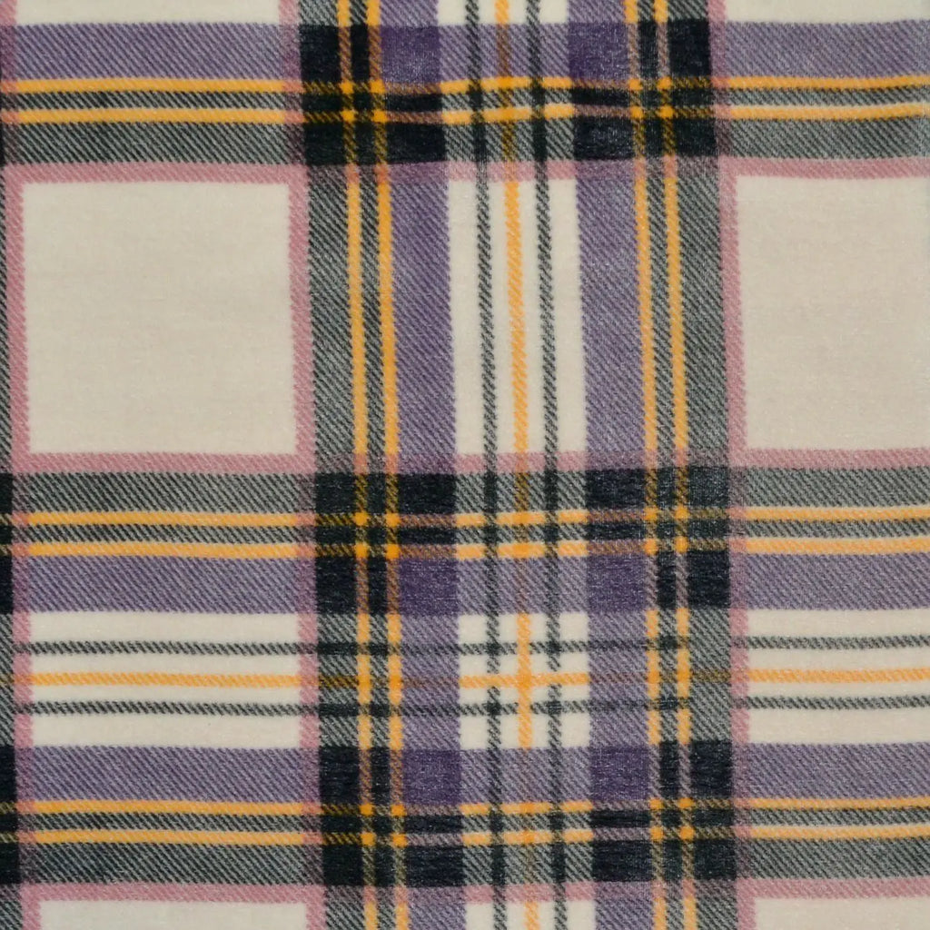 Cream, Pink and Yellow Tartan Silk Blend Velvet