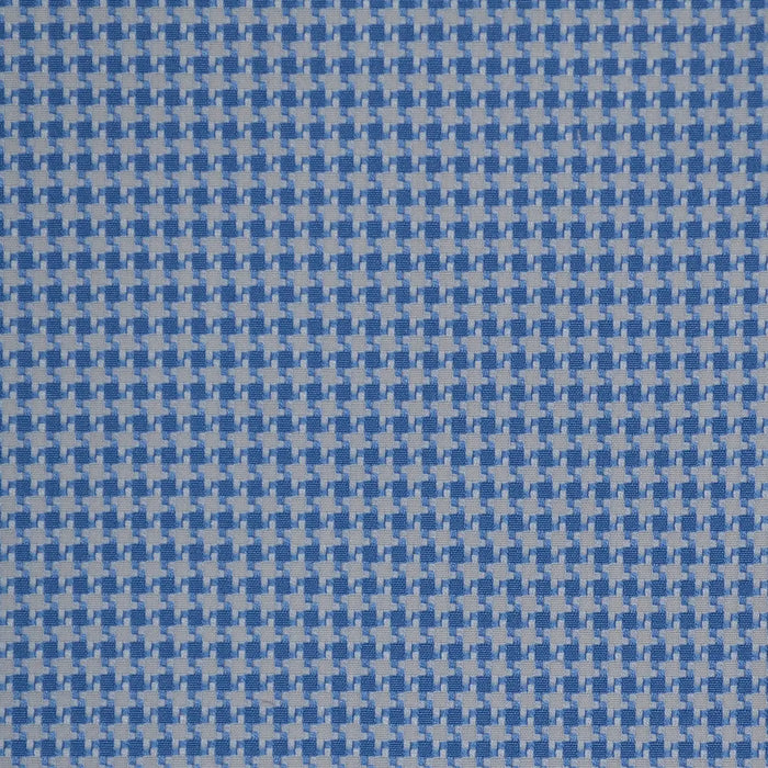 White & Blue Dogtooth Check Cotton Shirting