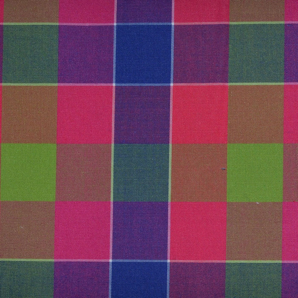 Pink, Green, Purple & Blue Multi Check Cotton Shirting