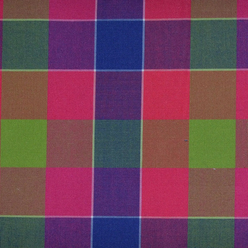 Pink, Green, Purple & Blue Multi Check Cotton Shirting