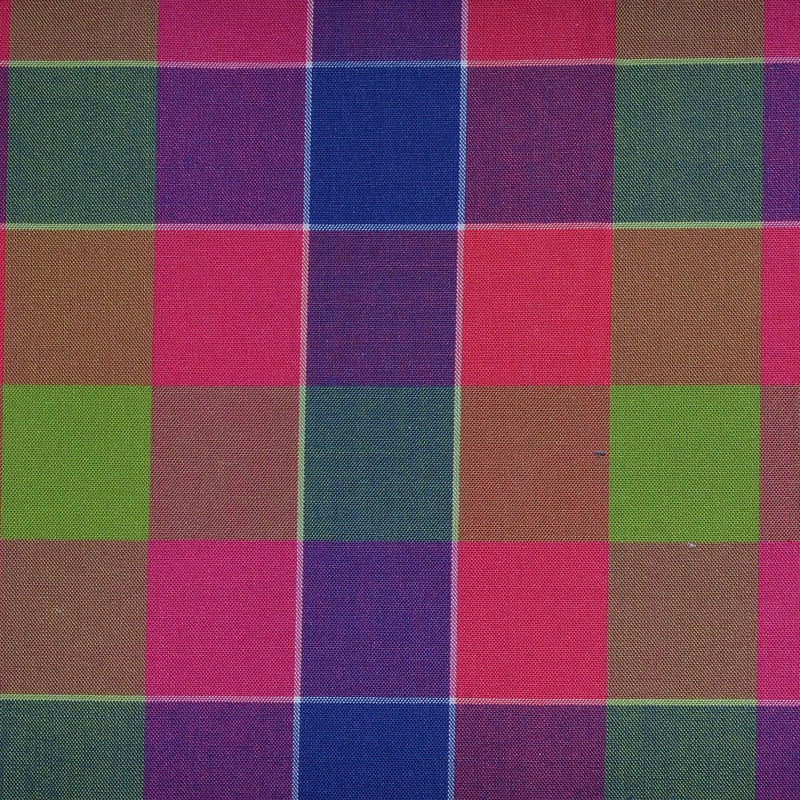 Pink, Green, Purple & Blue Multi Check Cotton Shirting