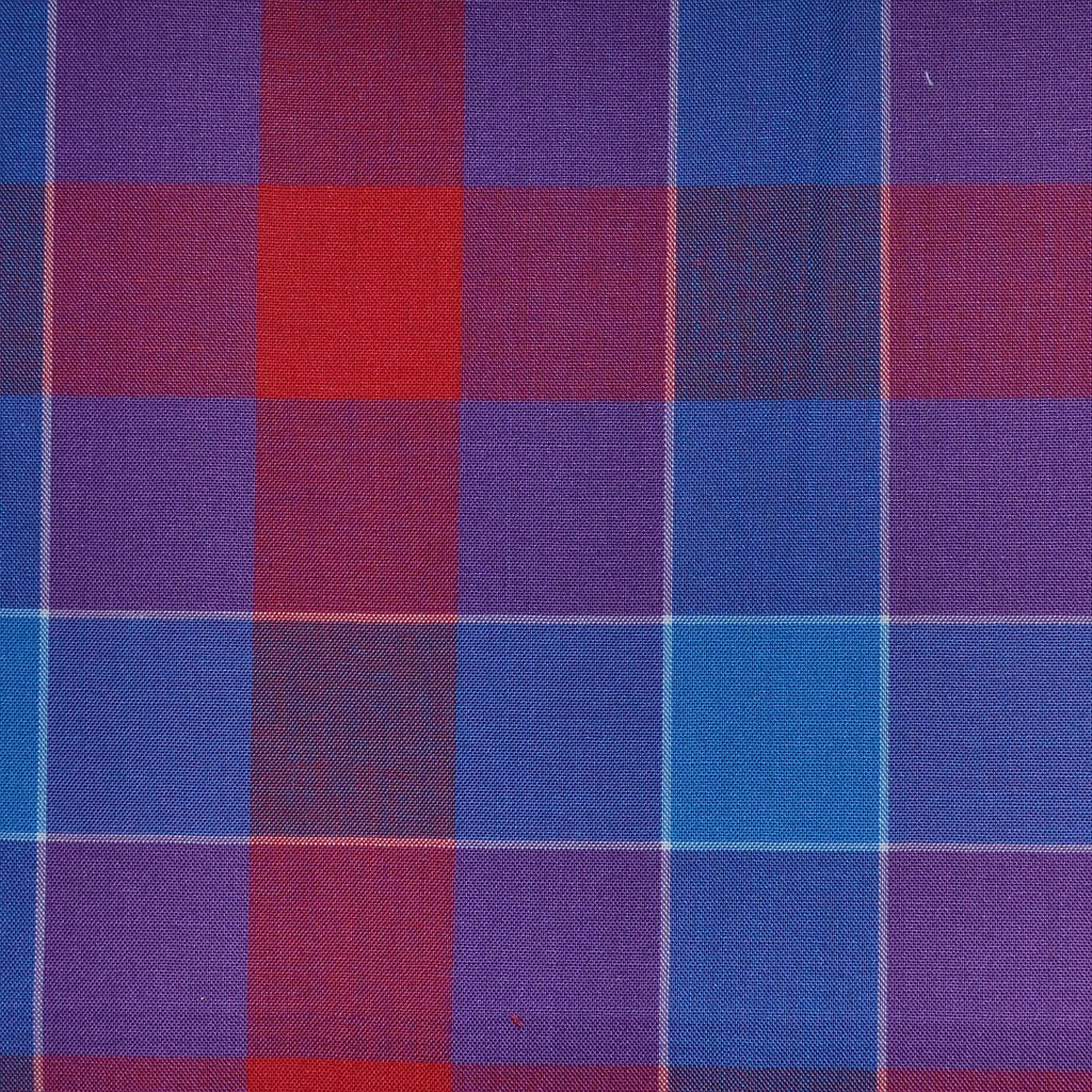Purple, Red & Blue Multi Check Cotton Shirting
