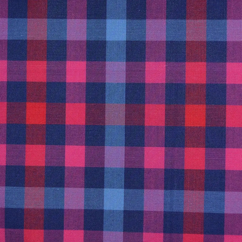 Blue, Red & Pink Multi Check Cotton Shirting