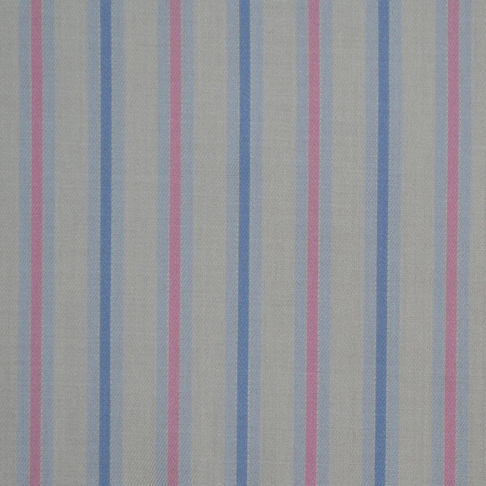 White with Blue & Pink Stripe Cotton Shirting
