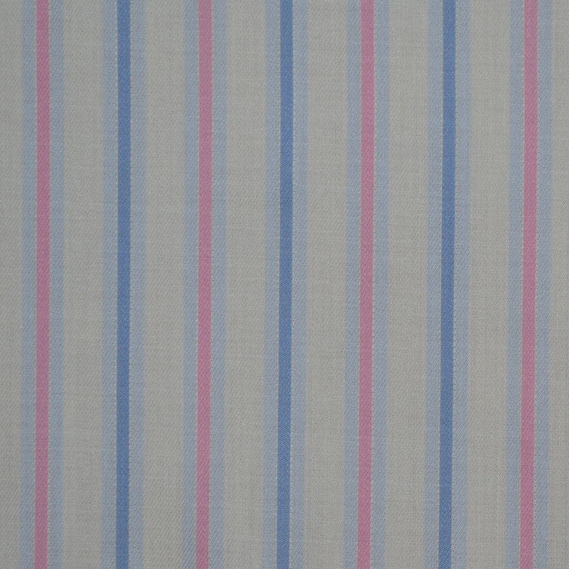 White with Blue & Pink Stripe Cotton Shirting