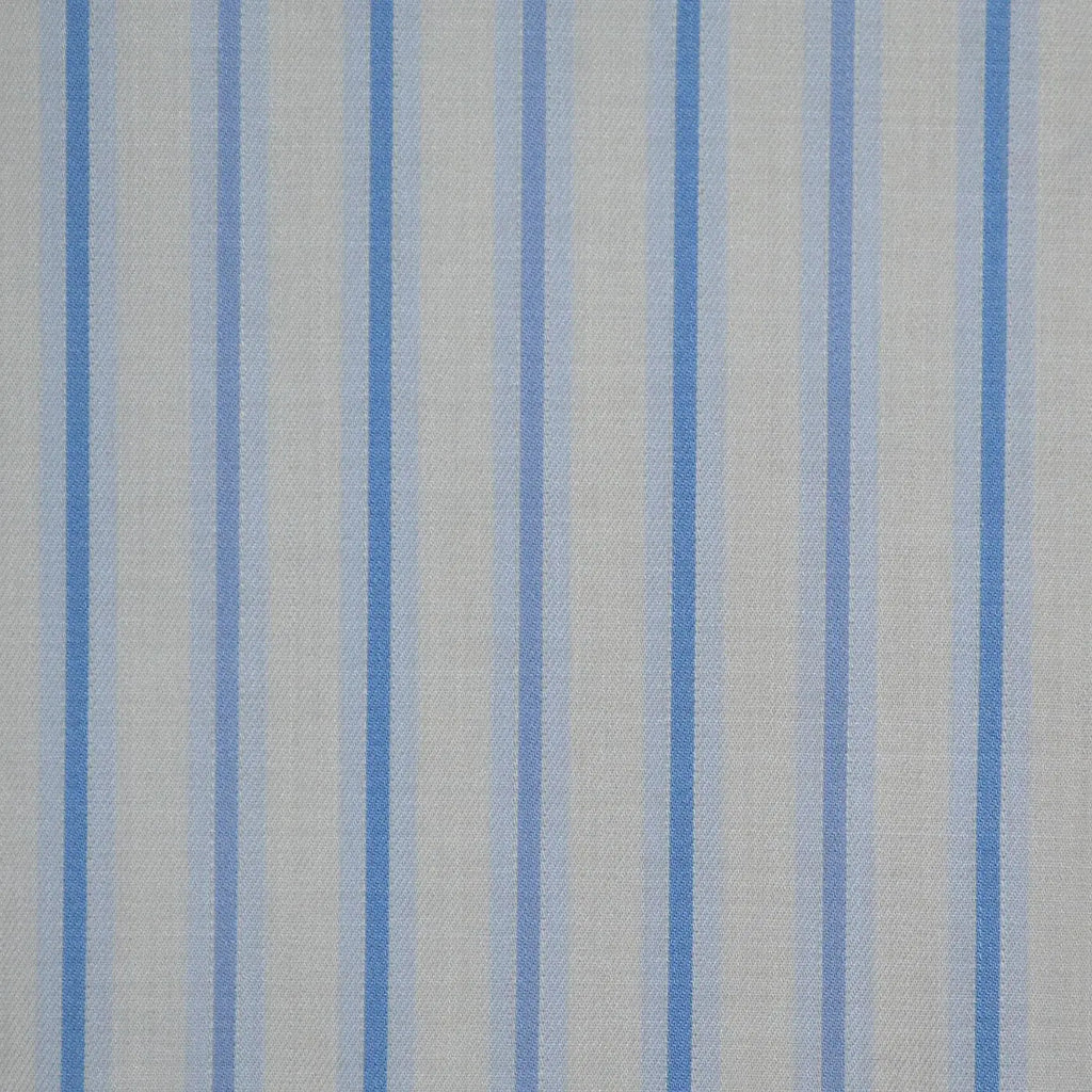 White with Blue Stripe Cotton Shirting