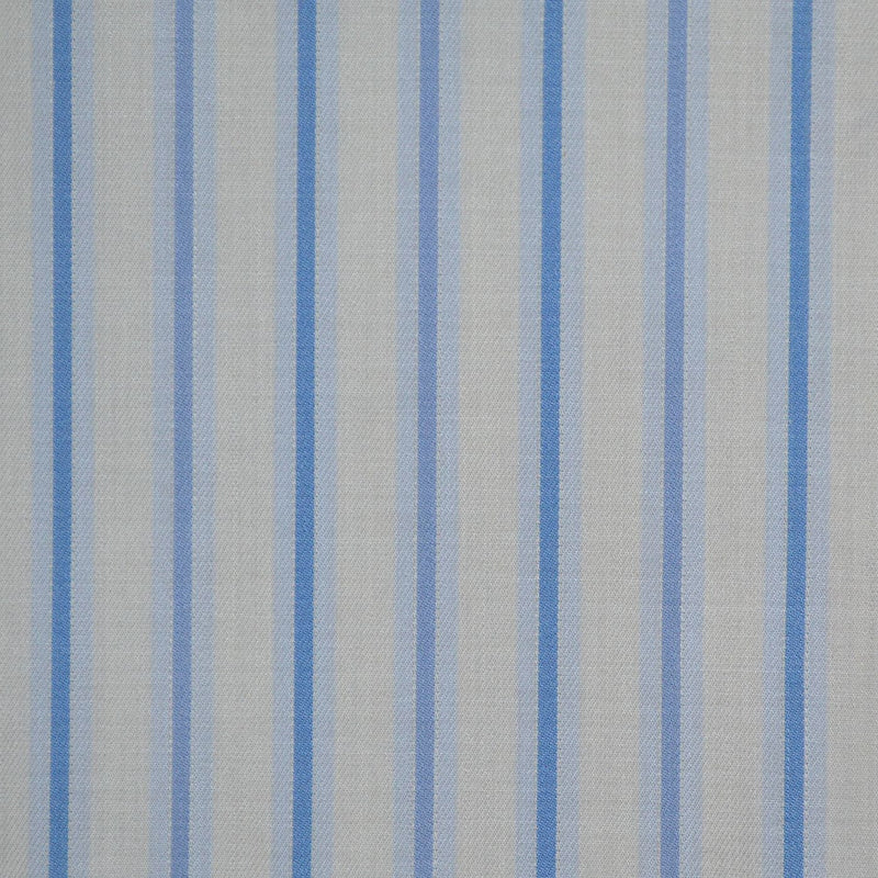 White with Blue Stripe Cotton Shirting