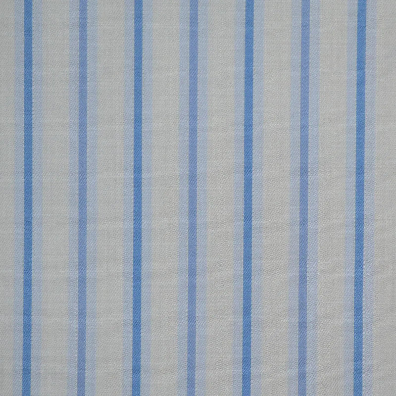 White with Blue Stripe Cotton Shirting