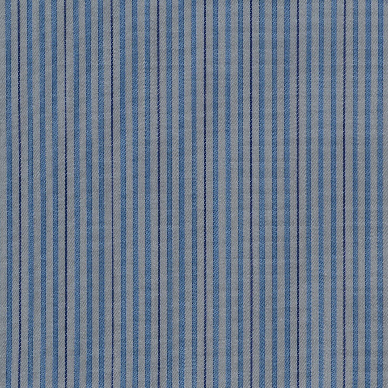 White with Blue & Dark Blue Stripe Cotton Shirting