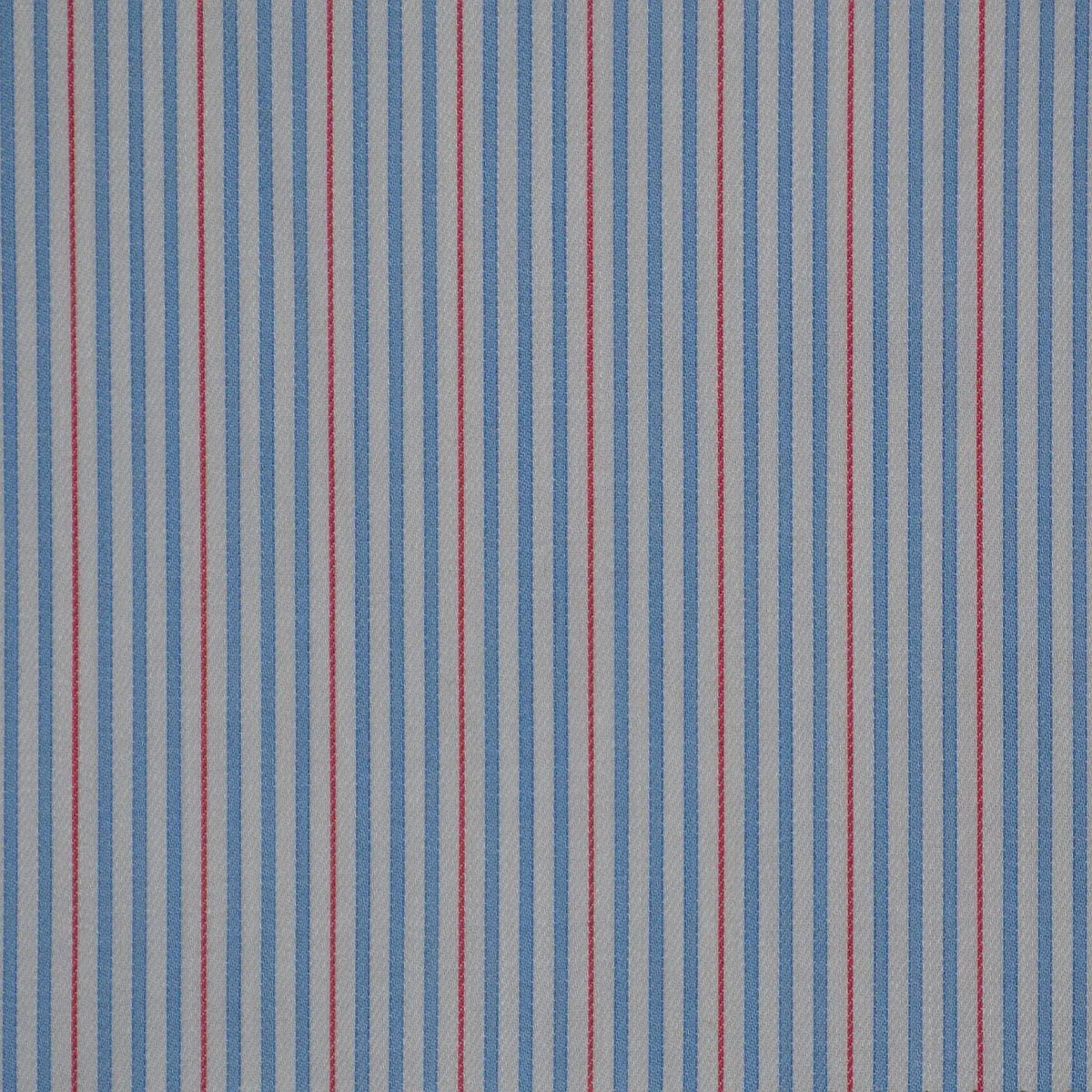 White with Blue & Red Stripe Cotton Shirting