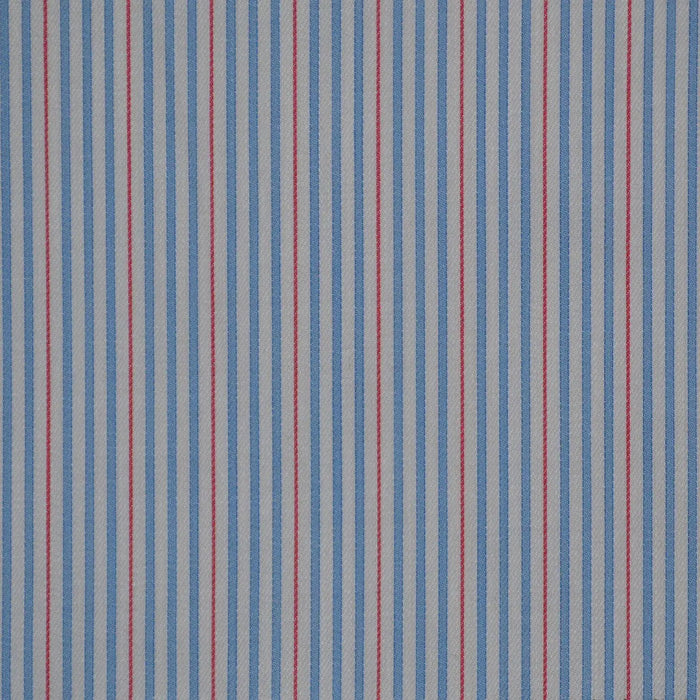 White with Blue & Red Stripe Cotton Shirting