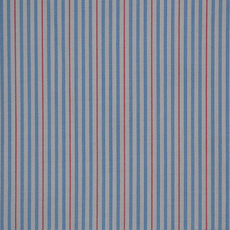 White with Blue & Red Stripe Cotton Shirting