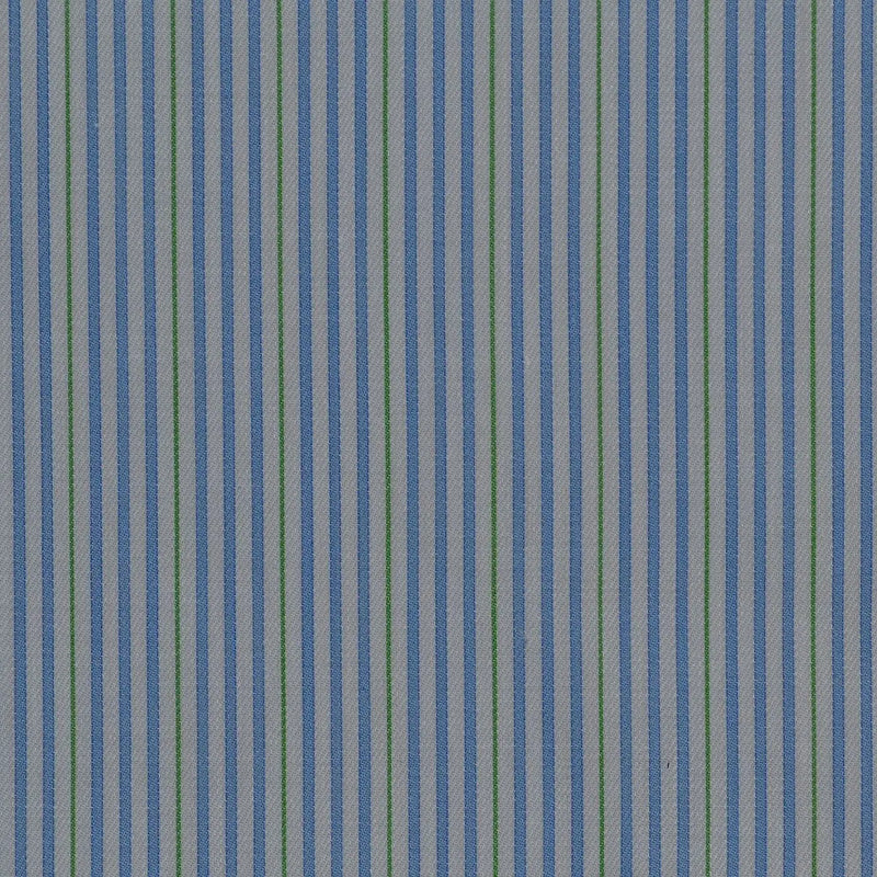 White with Blue & Green Stripe Cotton Shirting