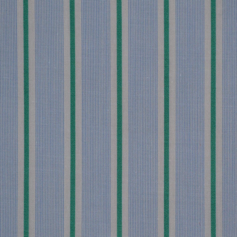 Blue with Green & White Stripe Cotton Shirting