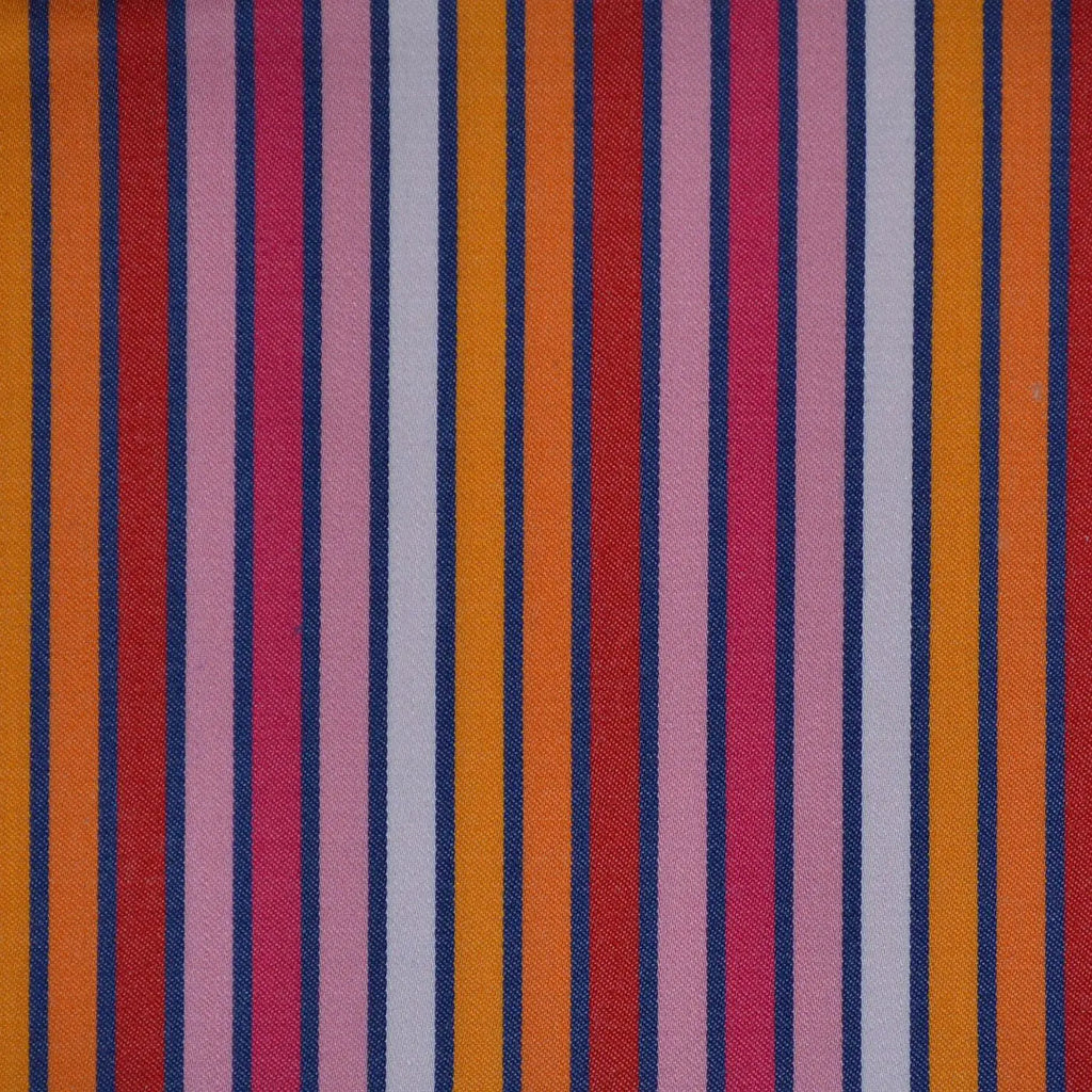 Orange, Red & Pink Multi Stripe Cotton Shirting