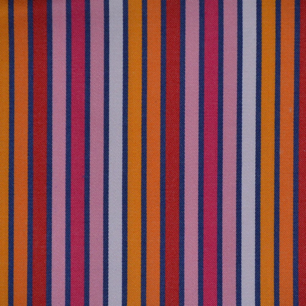 Orange, Red & Pink Multi Stripe Cotton Shirting