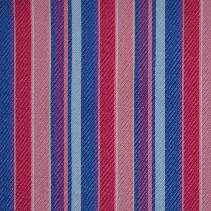 Red, Blue & Pink Multi Stripe Cotton Shirting