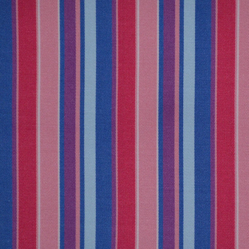Red, Blue & Pink Multi Stripe Cotton Shirting