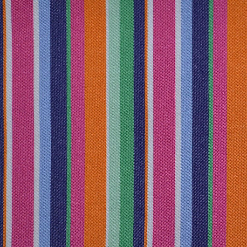 Pink, Blue, Orange & Green Multi Stripe Cotton Shirting