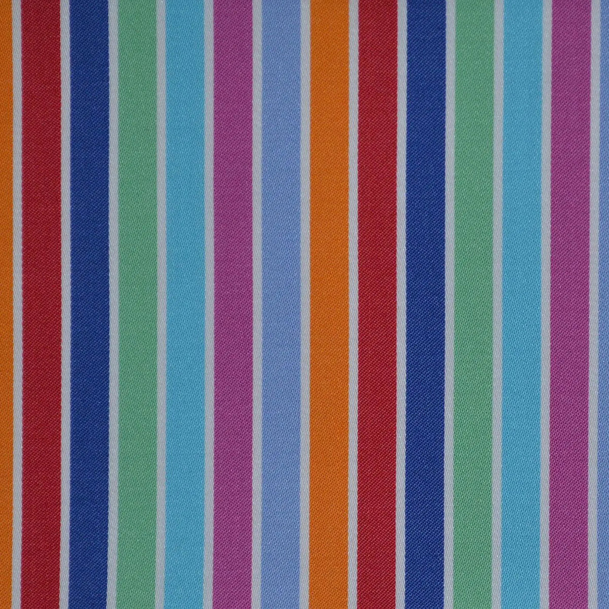 Blue, Red, Green & Pink Multi Stripe Cotton Shirting