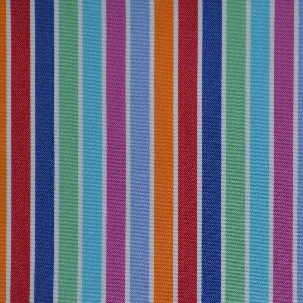 Blue, Red, Green & Pink Multi Stripe Cotton Shirting