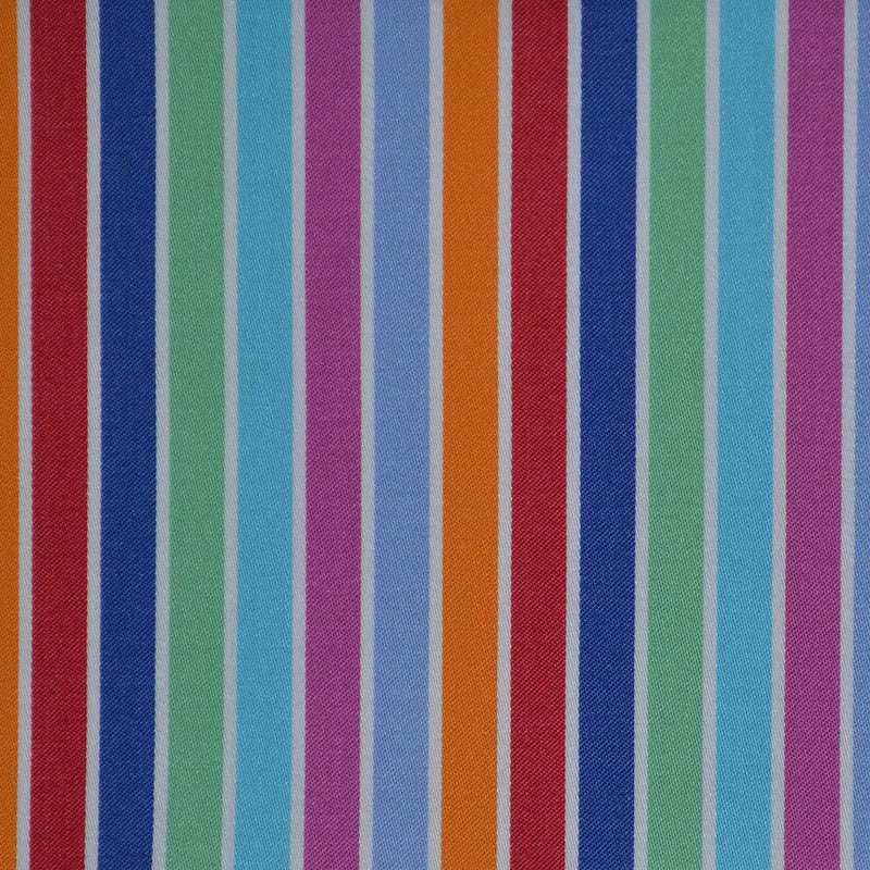 Blue, Red, Green & Pink Multi Stripe Cotton Shirting