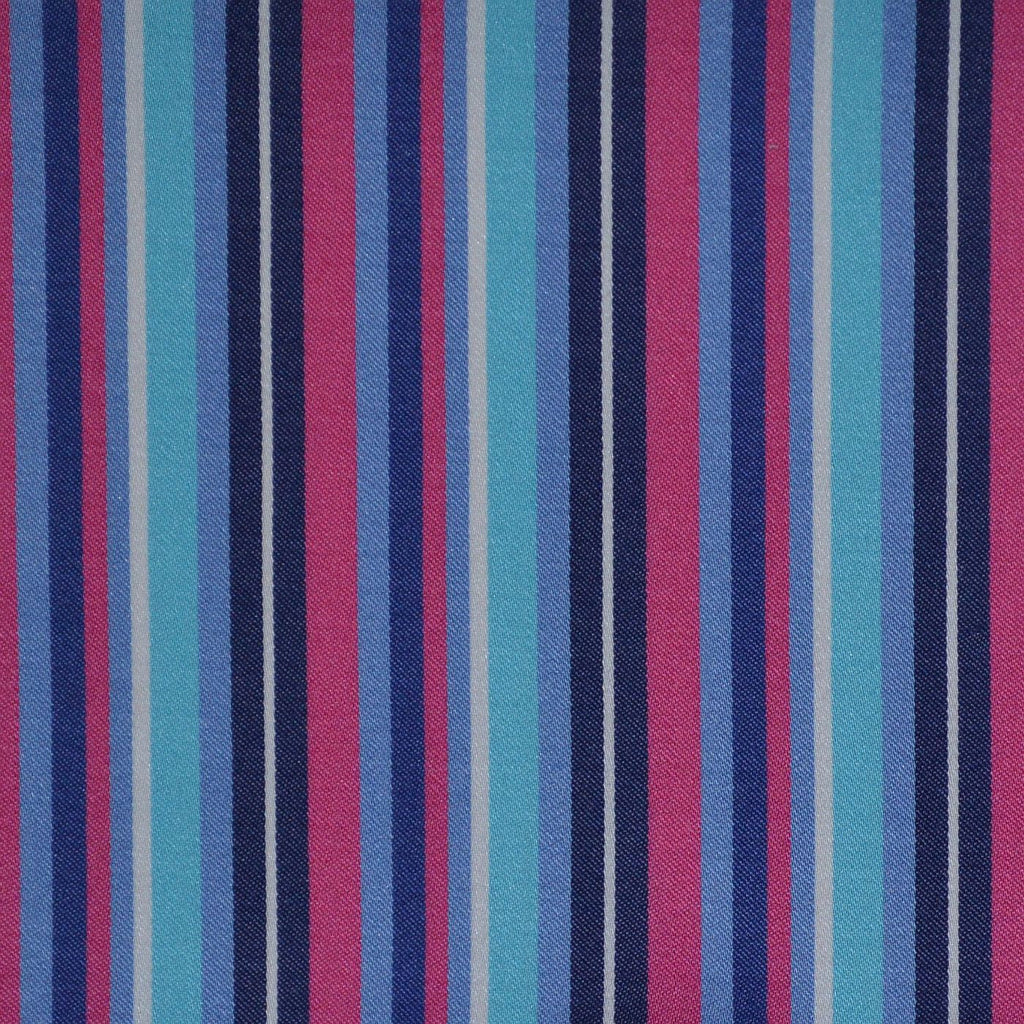 Blue, Pink & White Multi Stripe Cotton Shirting
