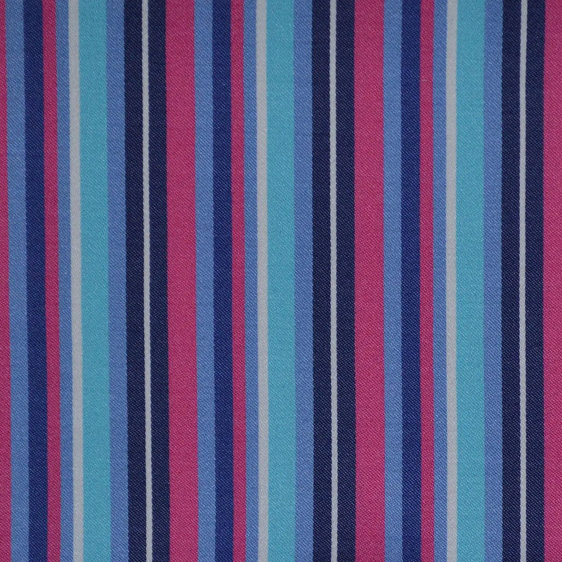 Blue, Pink & White Multi Stripe Cotton Shirting