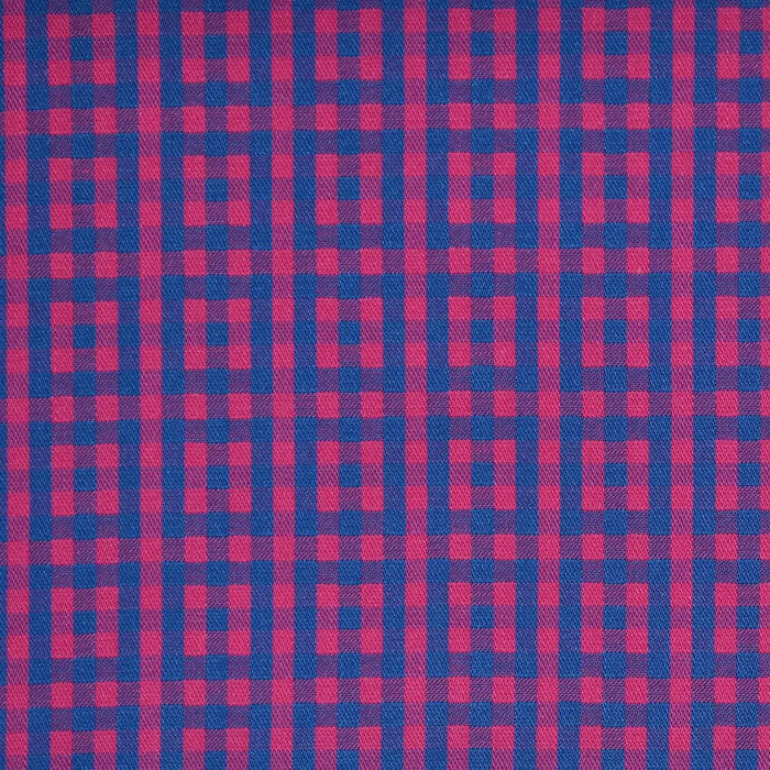 Pink with Blue Geo Check Multi Check Cotton Shirting