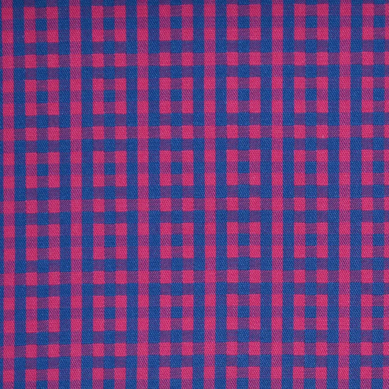 Pink with Blue Geo Check Multi Check Cotton Shirting