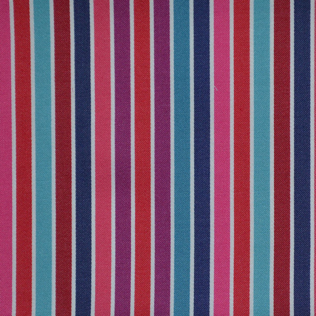 Blue, Pink, White & Red Multi Stripe Cotton Shirting