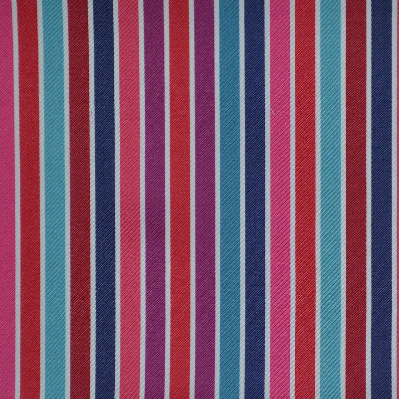 Blue, Pink, White & Red Multi Stripe Cotton Shirting
