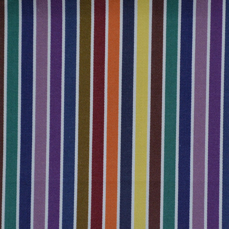 Brown, Purple, Blue & Yellow Multi Stripe Cotton Shirting