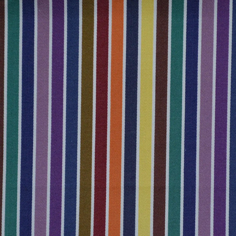 Brown, Purple, Blue & Yellow Multi Stripe Cotton Shirting