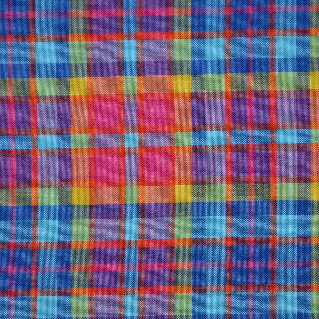 Blue, Pink & Yellow Multi Check Cotton Shirting