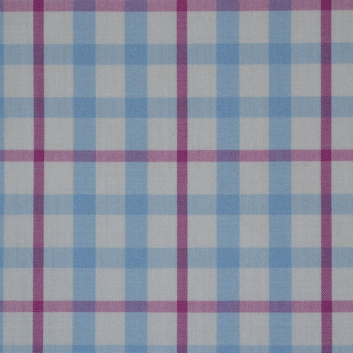 White with Pink & Blue Check Cotton Shirting