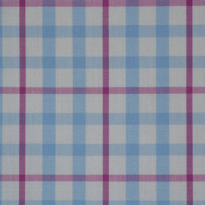 White with Pink & Blue Check Cotton Shirting