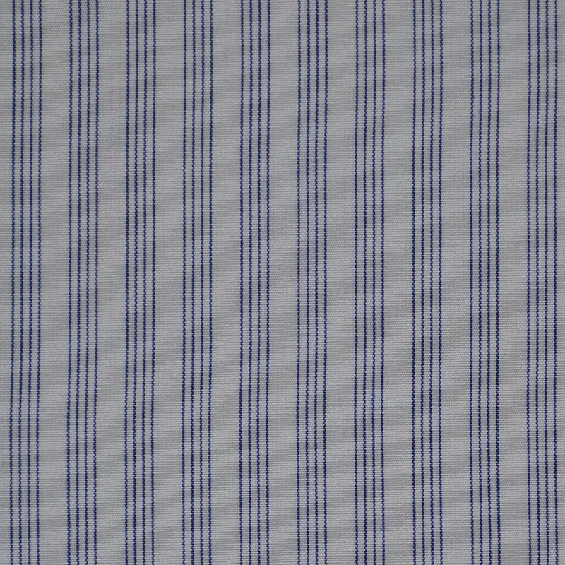White with Blue Stripe Cotton Shirting - 3.00 Metres