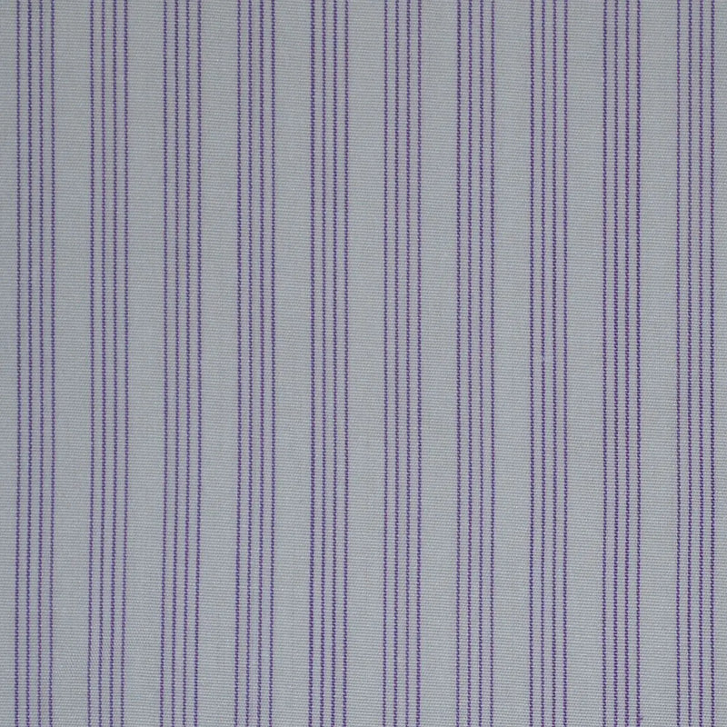 White with Lilac Stripe Cotton Shirting