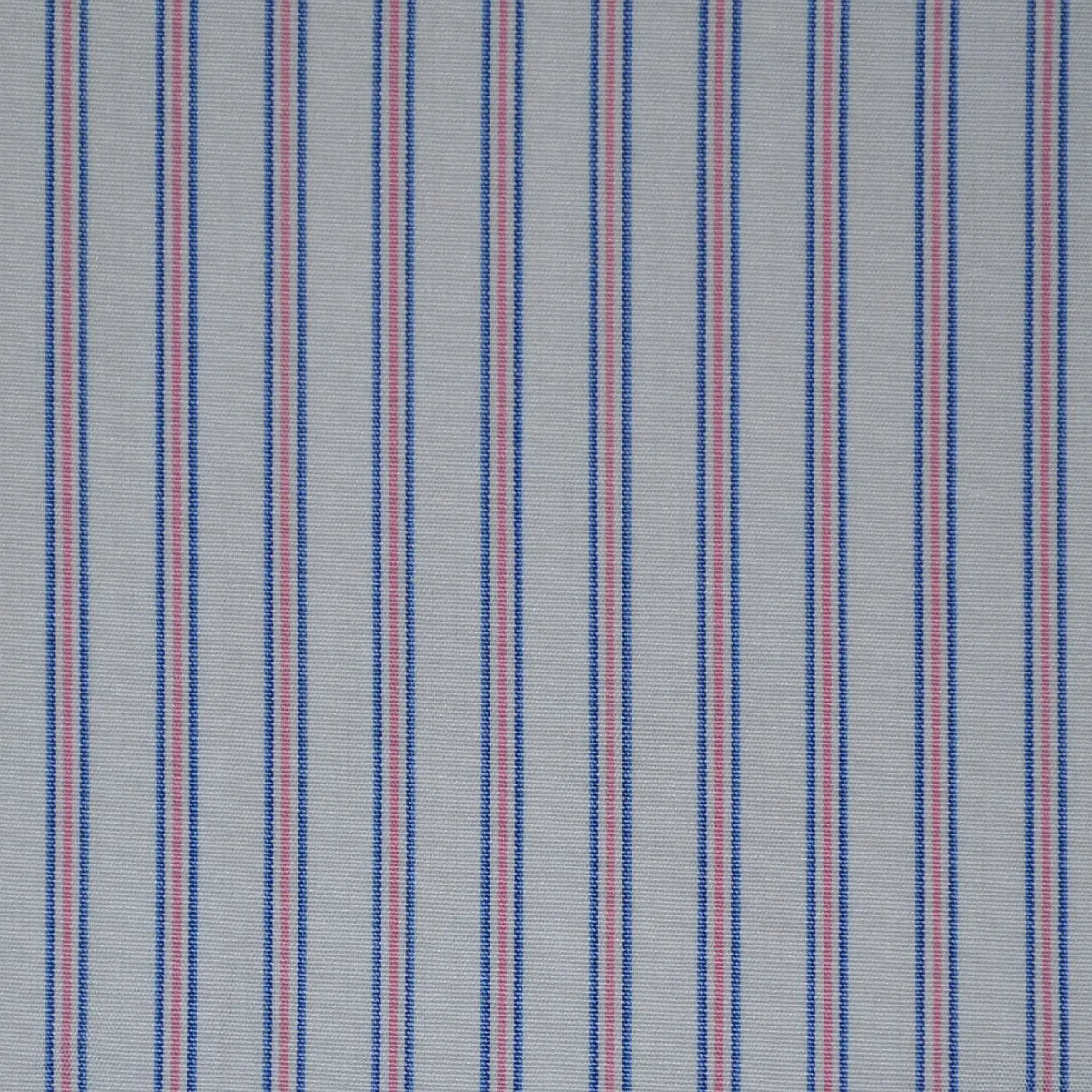 White with Blue & Pink Stripe Cotton Shirting