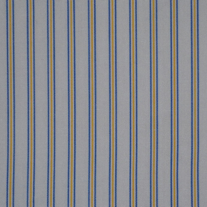 White with Blue & Yellow Stripe Cotton Shirting