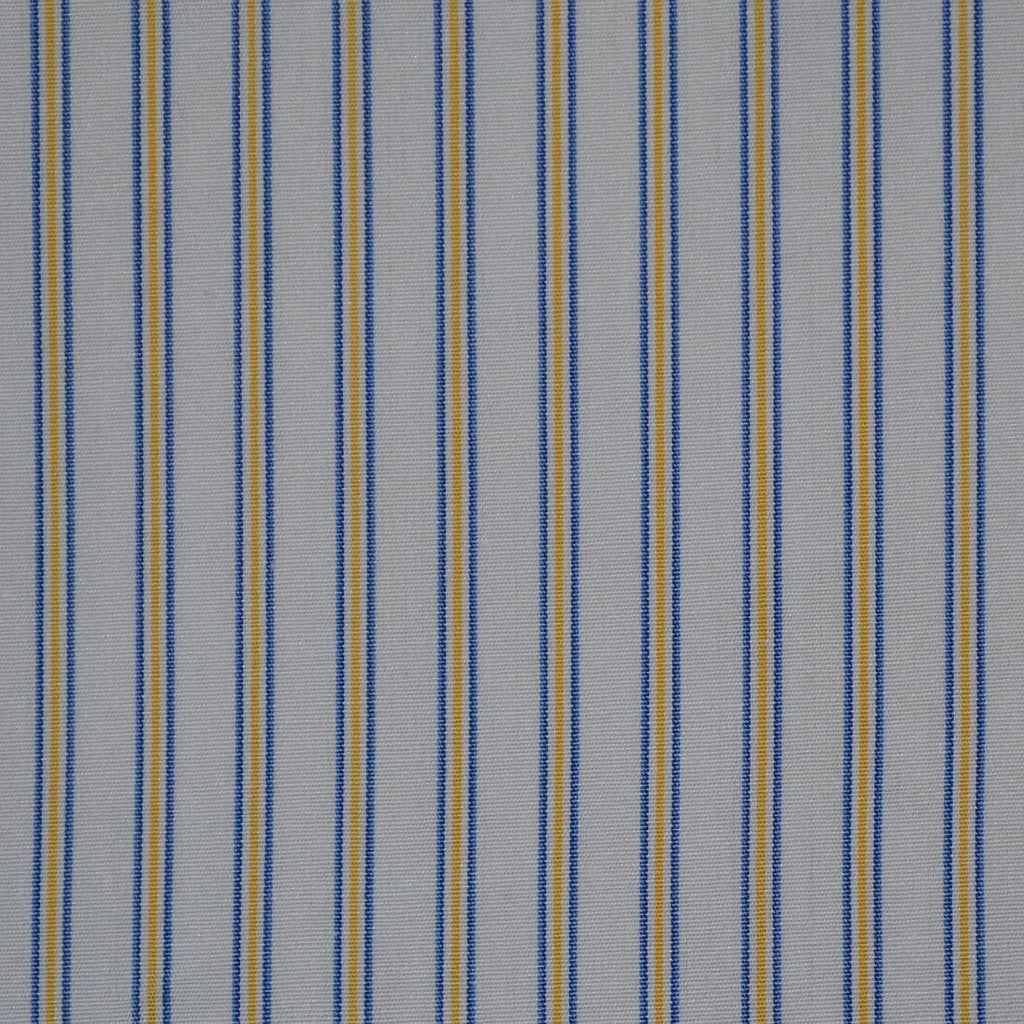 White with Blue & Yellow Stripe Cotton Shirting