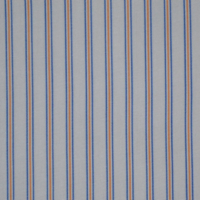 White with Blue & Orange Stripe Cotton Shirting