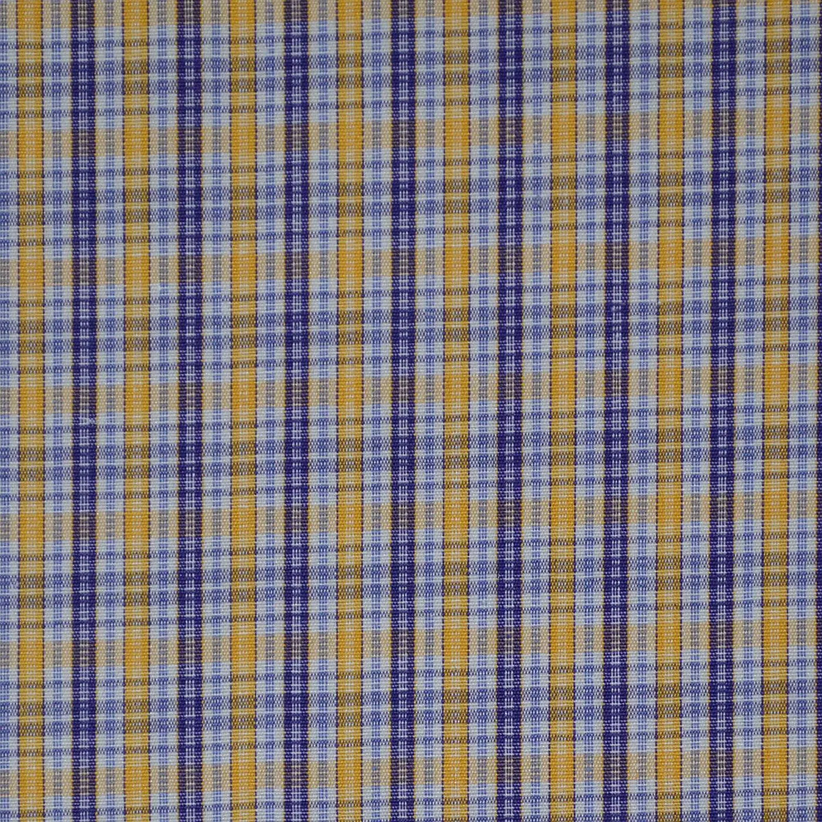 White with Blue & Yellow Check Cotton Shirting