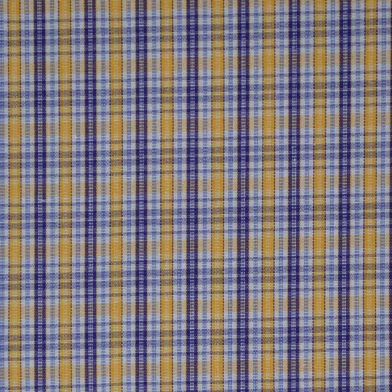 White with Blue & Yellow Check Cotton Shirting