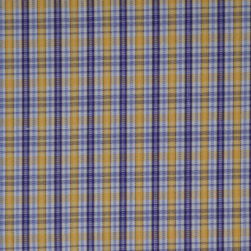 White with Blue & Yellow Check Cotton Shirting