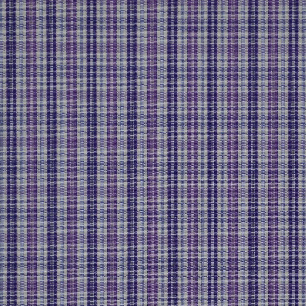 White with Blue & Purple Check Cotton Shirting