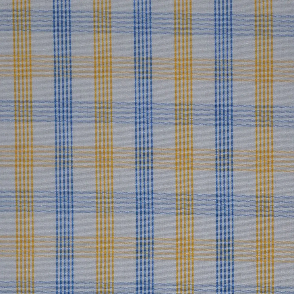 White with Yellow & Blue Check Cotton Shirting