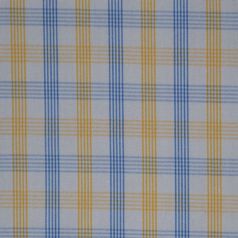 White with Yellow & Blue Check Cotton Shirting